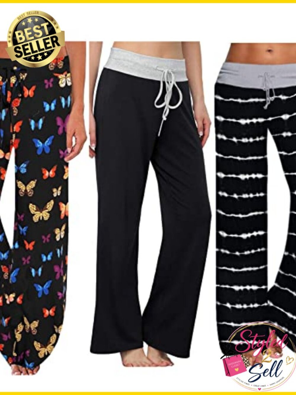 Women's Comfy Pajama Pants Lounge Wide Leg Palazzo Stretch Drawstring Bottoms